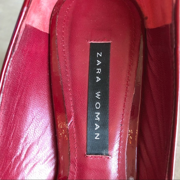 Zara Red Patent Peep Toe Pumps - Picture 3 of 6